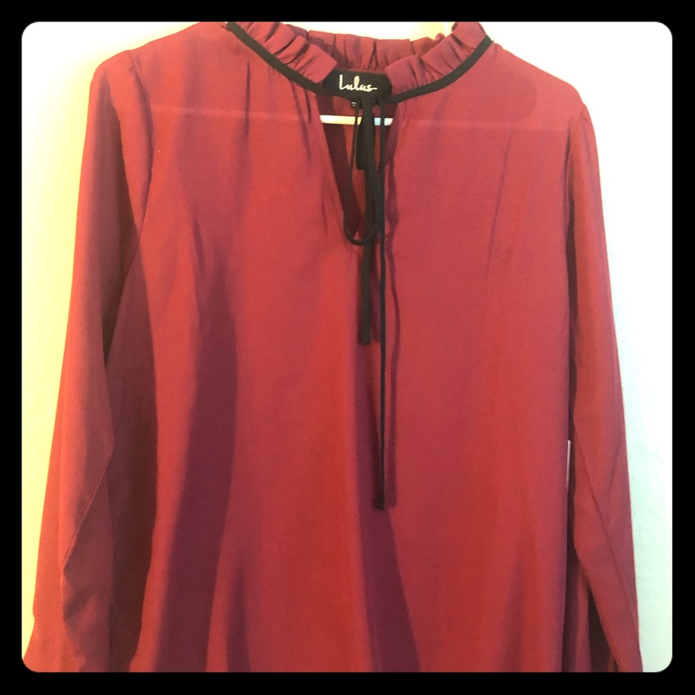 Tea Shop Burgundy Long Sleeve Top